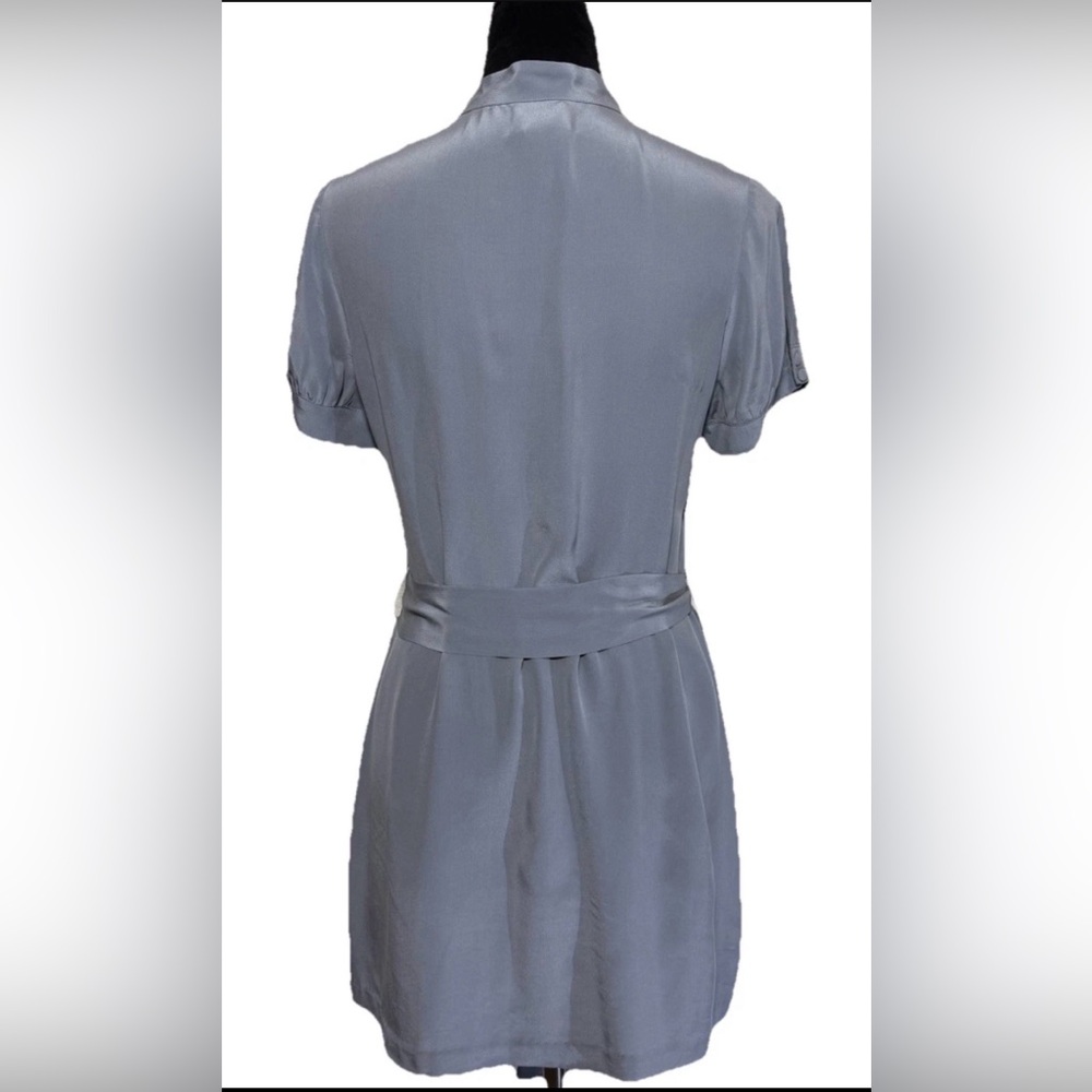 Anthropologie Tabitha Silk Mini Dress Romantic Boho Coquette Ruffle Gray 6 Chic - Picture 6 of 14